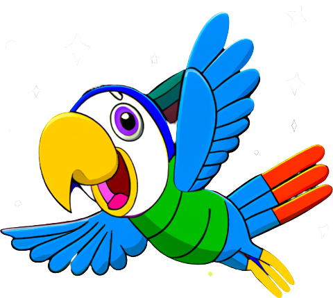 polly glot logo, parrot flying